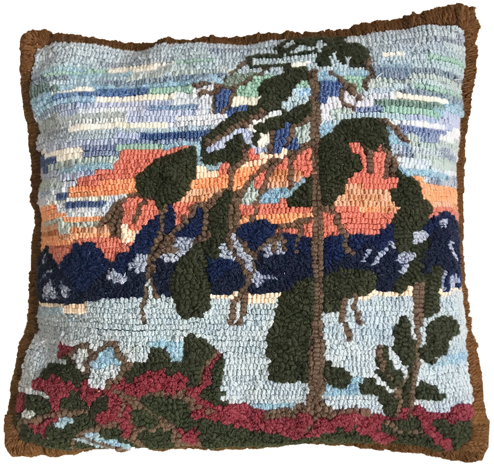 Tom Thomson’s The Jack Pine (Le pin gris de Tom Thomson). Patron acheté chez Willow Creek Rug Hooking . Crocheté par Juliet Davies.